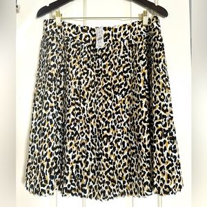 J.Crew leopard print silk pleated skirt size 12 NWT